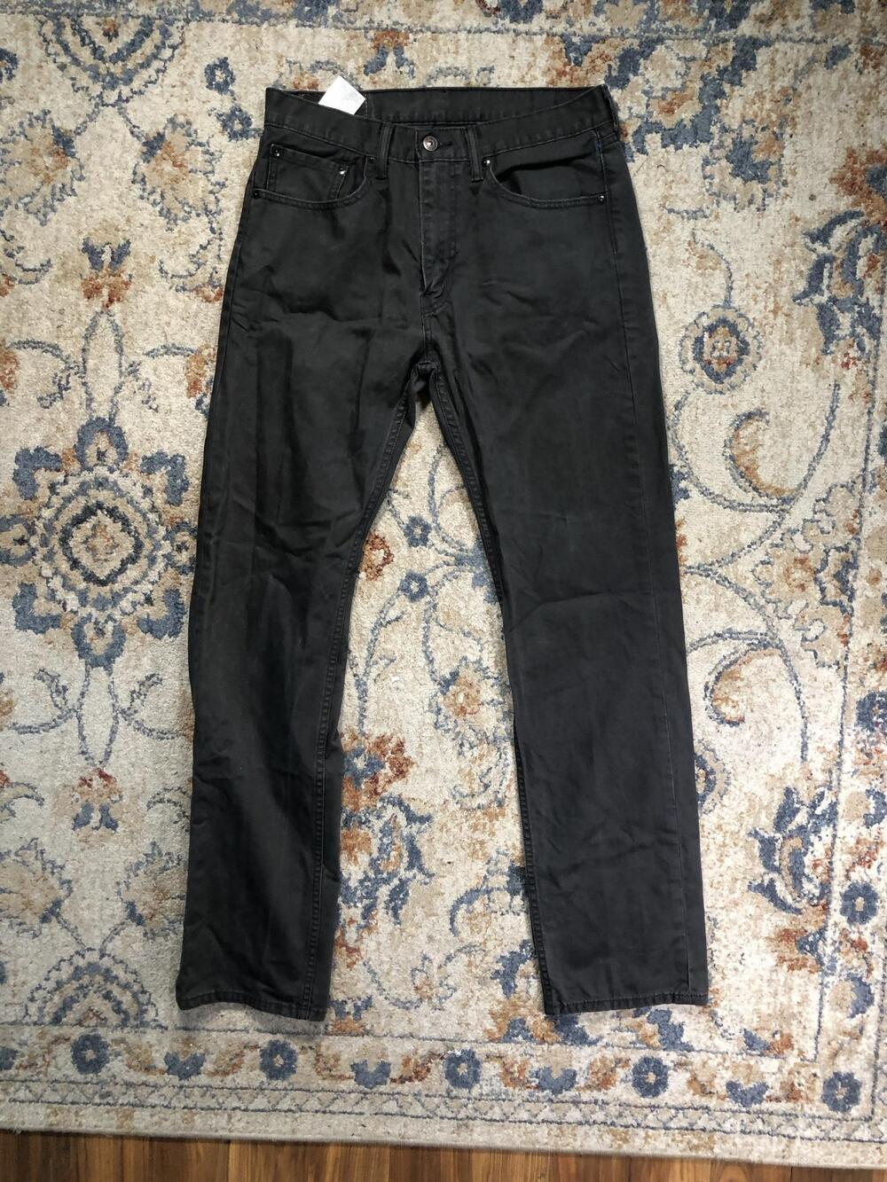Levis 505 Jeans Mens 32x34 Black Dark Wash Regular Straight Denim Pants Casual